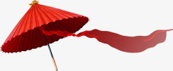 红色雨伞带飘带素材