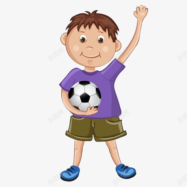 拿着球的男孩png免抠素材_新图网 https://ixintu.com 卡通 可爱的 小男孩 少儿足球 手绘 简笔 紫色的 足球