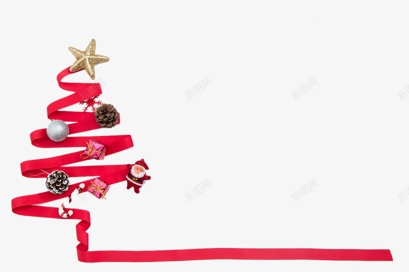 红色彩带圣诞树png免抠素材_新图网 https://ixintu.com 圣诞礼品 圣诞老人 圣诞节五角星 圣诞节装饰 彩带飘飘 红色元素