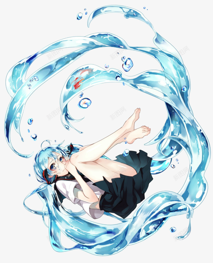 水和少女png免抠素材_新图网 https://ixintu.com 卡通 夏天 手绘 手绘少女 水 水彩 溪水 玩耍