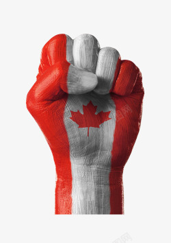手绘加拿大国旗在手上的图案素材