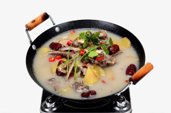 传统养身开胃羊排汤锅传统美食高清图片