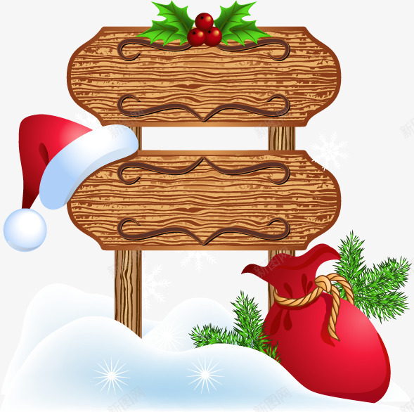 圣诞树指示牌png免抠素材_新图网 https://ixintu.com 公告栏 公告栏木板告示栏 告示 木板
