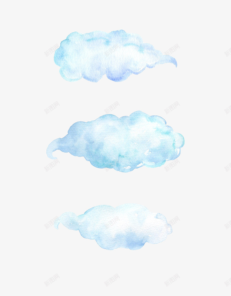 水彩云朵png免抠素材_新图网 https://ixintu.com 云朵 手绘 水彩 素材