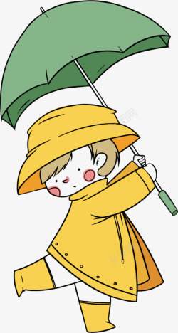 日用品雨伞绿色儿童节撑伞的小男孩高清图片
