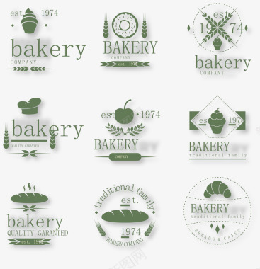 绿色烘培食品标识图标图标