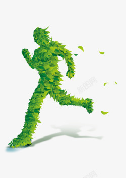 奔跑的人绿叶领跑者素材