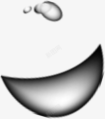 月亮型灰色水滴png免抠素材_新图网 https://ixintu.com 月亮 水滴 灰色