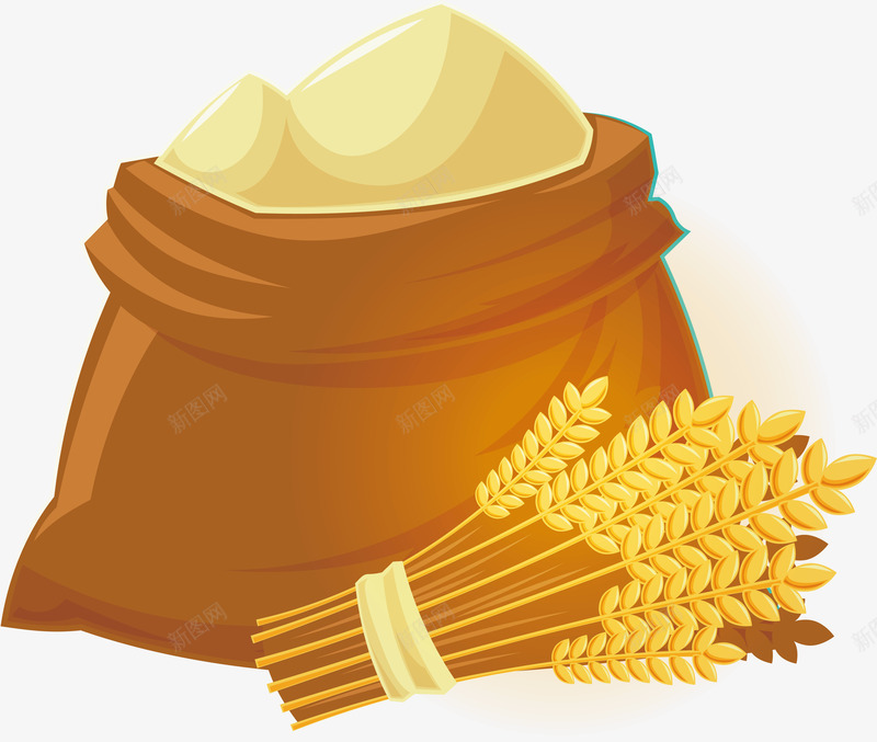 小麦面粉png免抠素材_新图网 https://ixintu.com 全麦面粉 小麦面粉 烘焙 矢量png 纯天然 金色小麦