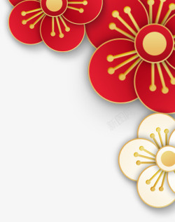 梅花边框新年花朵装饰图案高清图片