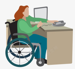 美女用电脑工作残疾人工作高清图片