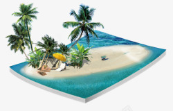 立体海岛夏天立体海岛艺术装饰图案高清图片