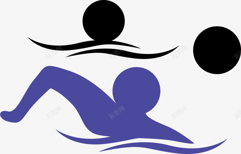 蓝色扁平游泳小人png免抠素材_新图网 https://ixintu.com 体育运动 健康 强身健体 水上运动 游泳小人 运动健身 锻炼