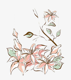藕色手绘简单花朵装饰背景高清图片