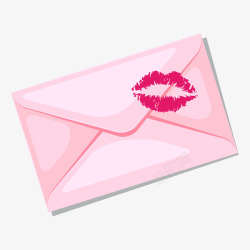 粉色带唇印的信件矢量图素材