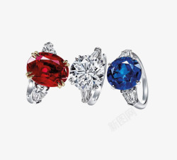 产品实物红宝石蓝宝石钻石戒指素材