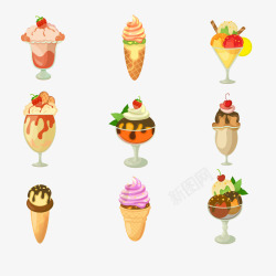 饮杯冰淇淋甜品合集矢量图高清图片