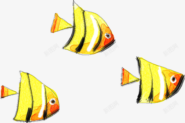 黄色海底鱼儿创意手绘png免抠素材_新图网 https://ixintu.com 创意 海底 鱼儿 黄色