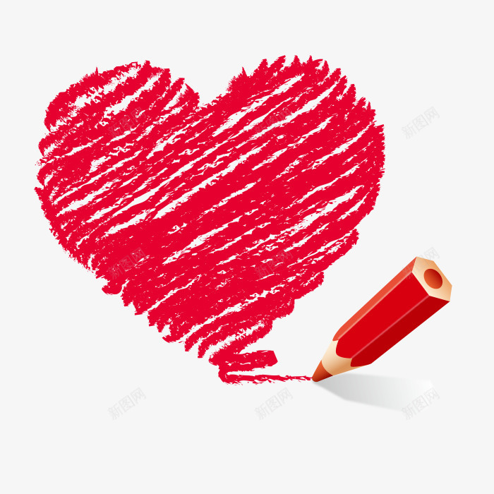 卡通手绘铅笔画爱心png免抠素材_新图网 https://ixintu.com 充满爱心 卡通 爱心 铅笔画