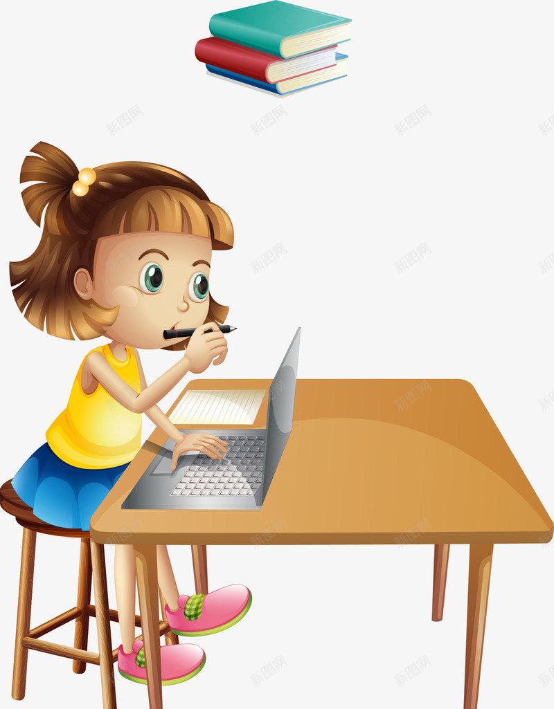 高考加油认真学习的女孩png免抠素材_新图网 https://ixintu.com 卡通女孩 好好学习 看书 认真学习 认真学习的女孩 阅读资料 高考加油