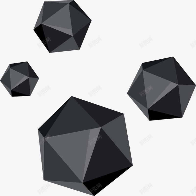 黑色科技感几何体png免抠素材_新图网 https://ixintu.com 几何体 图片 科技 黑色