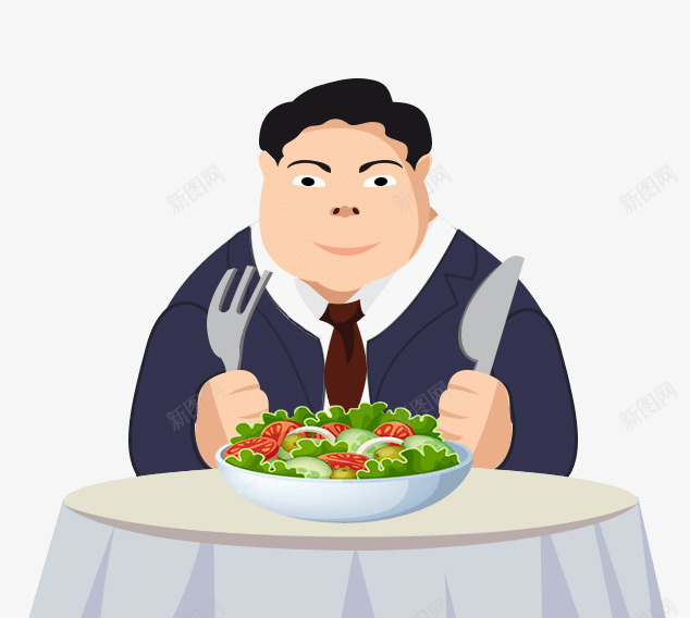 卡通餐馆吃饭png免抠素材_新图网 https://ixintu.com 刀叉 卡通 男孩 美食 食物