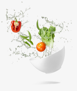 西红柿摄影动感水波碗里的新鲜蔬菜高清图片