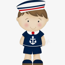 海军帽卡通戴水手帽穿水手制服的小男孩高清图片