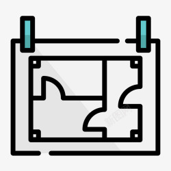 扁平化图纸蓝色手绘线稿图纸元素矢量图图标高清图片