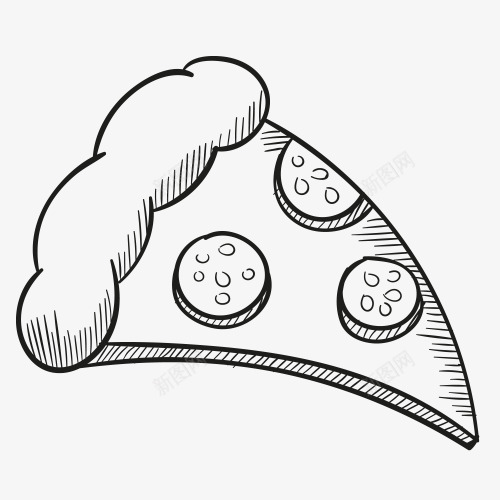 卡通手绘披萨png免抠素材_新图网 https://ixintu.com 三角形 披萨 简笔画 铅笔画 铅笔纹理 食物 黑白画