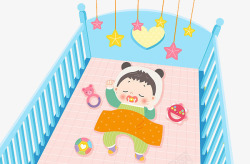 卡通婴儿床睡在婴儿床上的宝宝高清图片