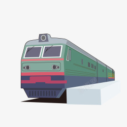 蒸汽火车插图绿皮火车矢量图高清图片