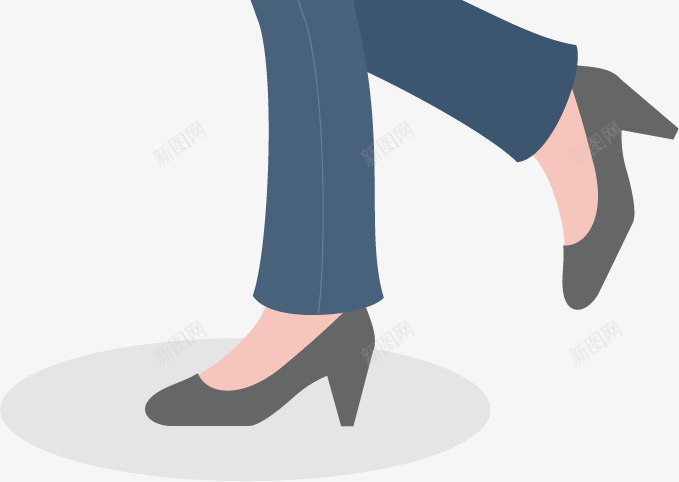 穿高跟鞋的人矢量图ai免抠素材_新图网 https://ixintu.com 微笑 时髦 棕色 灰色 粉色上衣 绿色 长裤 马尾 矢量图