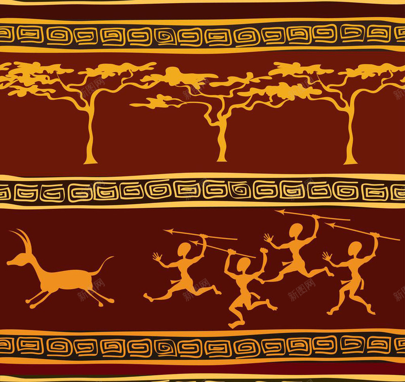 非洲狩猎png免抠素材_新图网 https://ixintu.com 布绢 异国元素 棕色 装饰