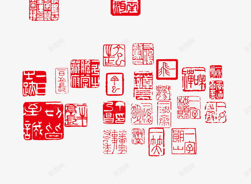 红色印章图章镂空png免抠素材_新图网 https://ixintu.com 中国风 图章 红色印章 镂空 雕刻