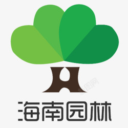 园林logo绿色大树爱心简约海南园林图标高清图片