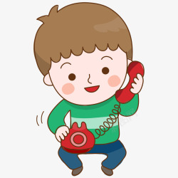 男孩免扣PNG图正在打电话的小男孩高清图片