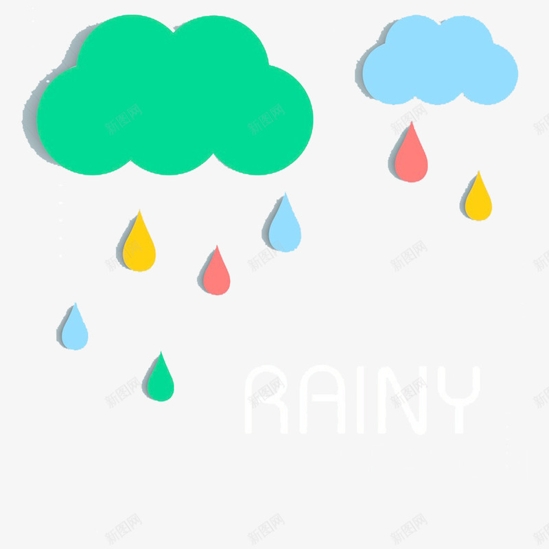 下雨天png免抠素材_新图网 https://ixintu.com 云朵 广告 节气 装饰画 雨滴