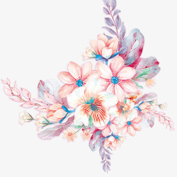 漂亮唯美留声机手绘水彩花朵花卉元素高清图片