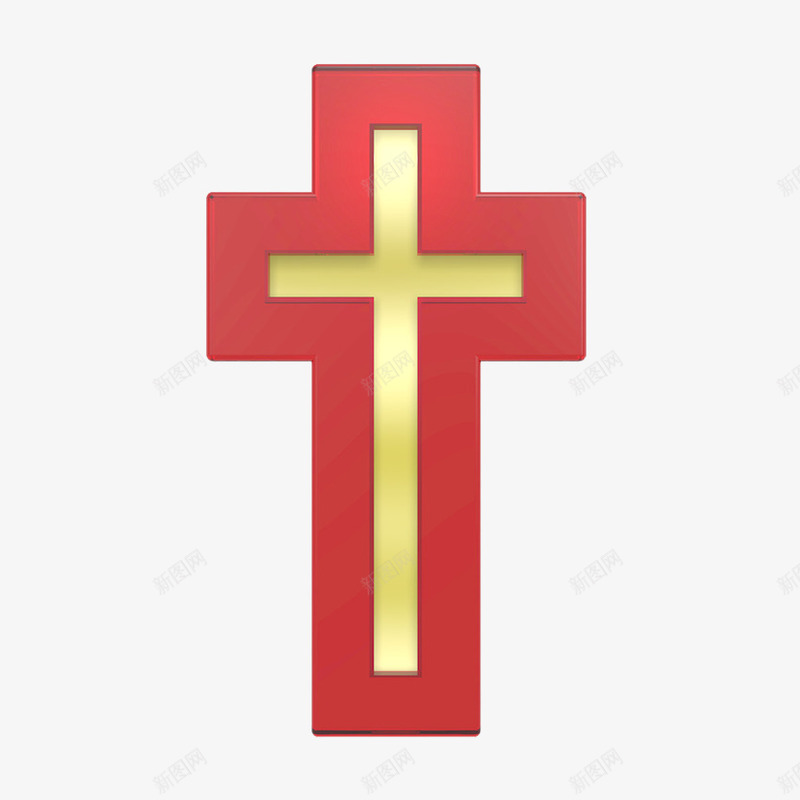雕刻十字架png免抠素材_新图网 https://ixintu.com 信仰 基督教 红色 金色雕刻