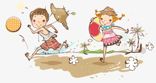 在海边玩耍的小朋友png免抠素材_新图网 https://ixintu.com 在海边玩耍的小朋友 大海 插画 树叶 水彩 海洋 海滩 海边游玩 游泳圈 玩耍 绿叶 郊游
