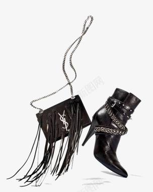 圣罗兰摇滚风链条包链条高跟靴图标图标