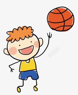 儿童篮球运动玩篮球的男孩矢量图高清图片
