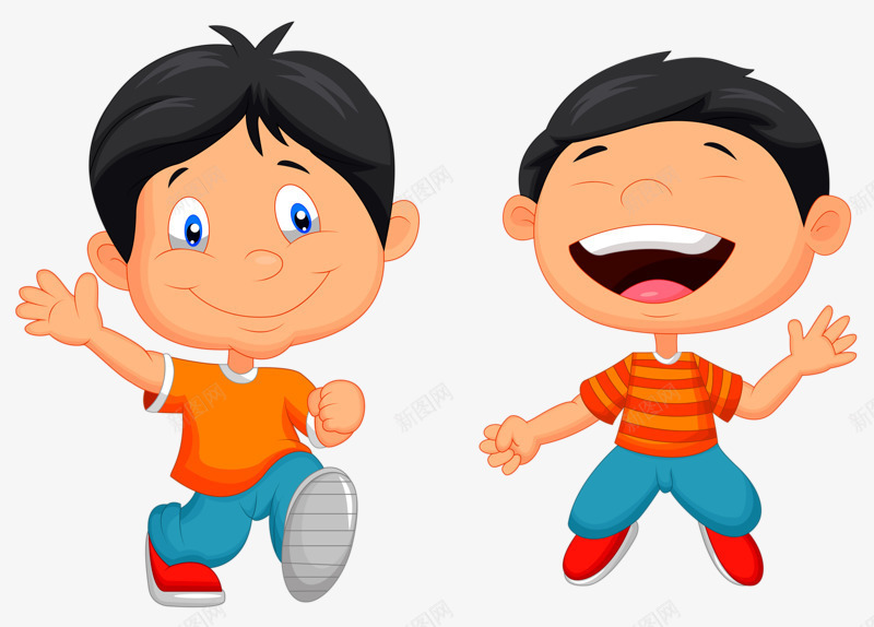 两个小男孩png免抠素材_新图网 https://ixintu.com 卡通 头发 男孩 运动