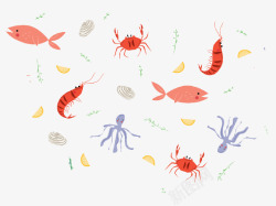 有螃蟹的海底卡通海底生物高清图片