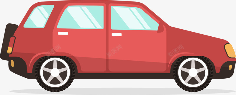 AI矢量插画红色卡通汽车图标图标