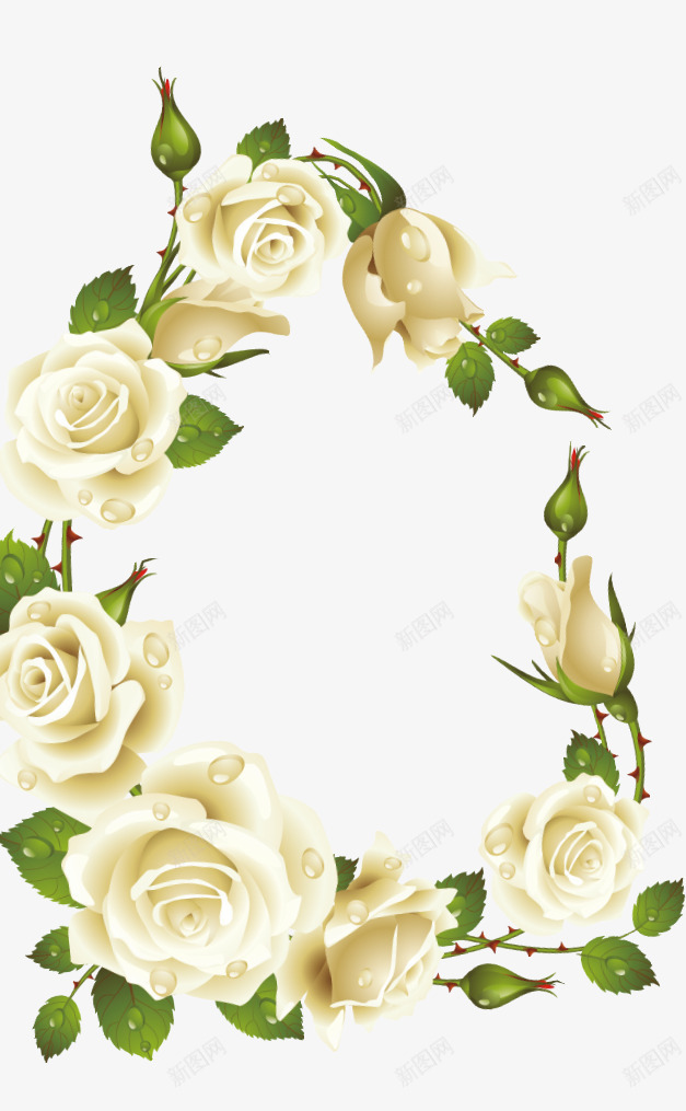 白玫瑰花边png免抠素材_新图网 https://ixintu.com 七彩玫瑰 娇艳 爱情 玫瑰花 白色 礼物 花朵 花边 鲜花