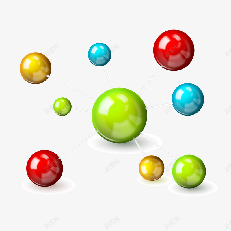 分子结构png免抠素材_新图网 https://ixintu.com 3D PNG免扣图下载 化学式 原子 结构 链接