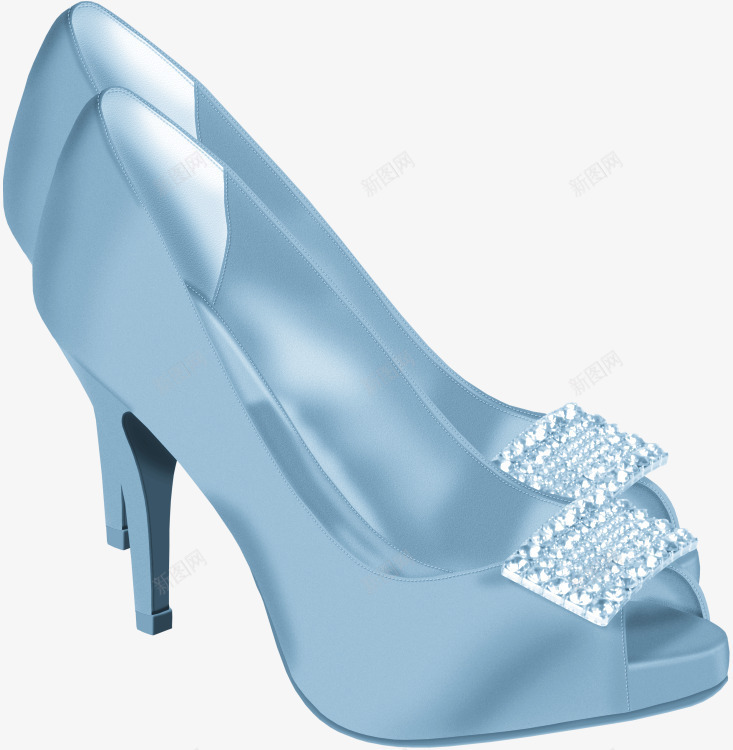 蓝色水晶鞋png免抠素材_新图网 https://ixintu.com 好看 手绘 水晶鞋 钻石