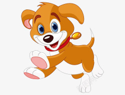 浅棕色背景奔跑的小狗高清图片
